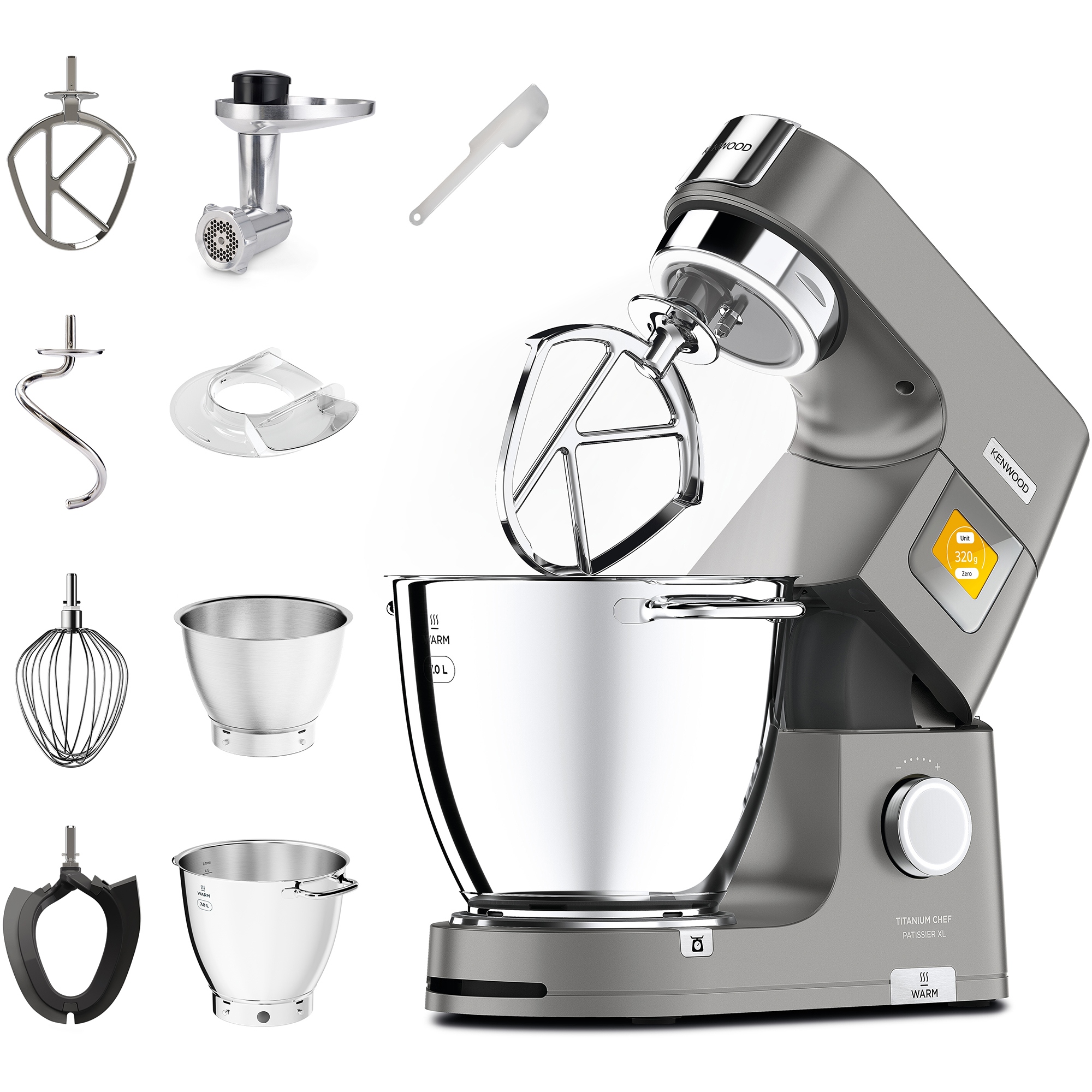 Kenwood KWL90.164SI Titanium Chef Patissier 1400W strieborný planetárny robot